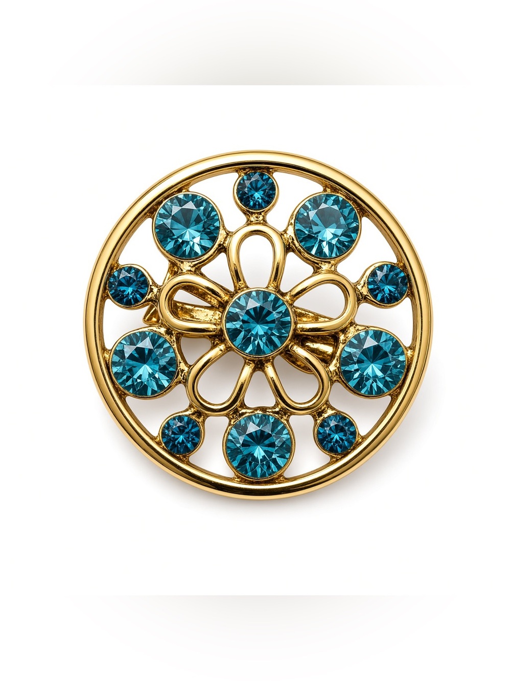 Floral golden brooch